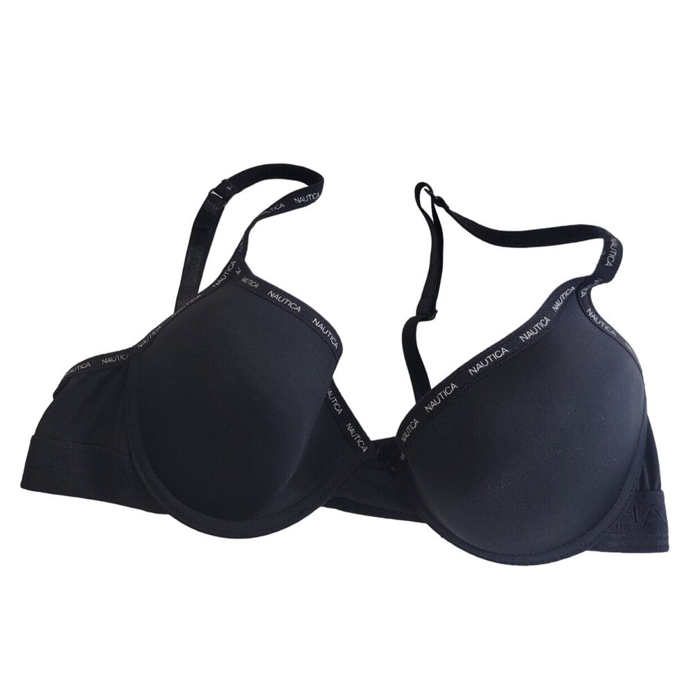 Nautica Intimates Black‎ Full Coverage Adjustable Underwire Push Up Bra Size 34C